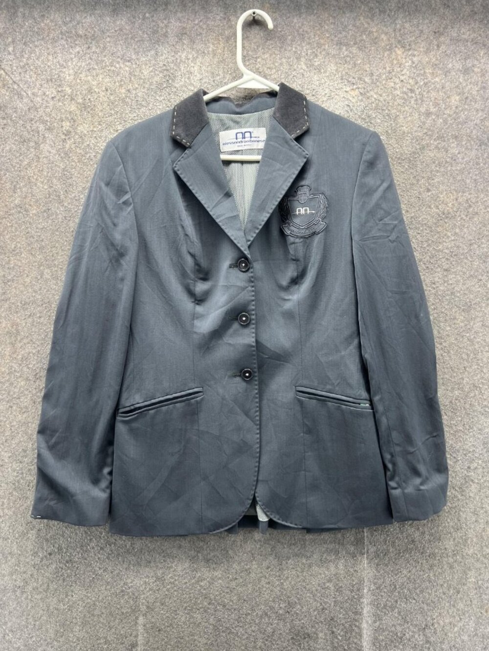 Alessandro Albanese Blazer Womens 40 Gray Three Button Lined Riding Jacket Italy